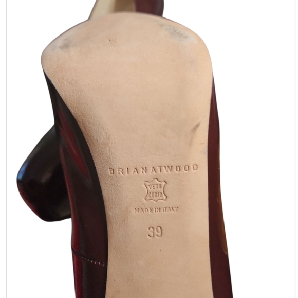 Brian Atwood MANIAC Patent Leather Glass Platform Heels Pumps Shoe Deep Burgundy - Picture 12 of 12